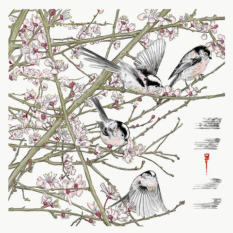 Long-Tailed Tits and Apple Blossom