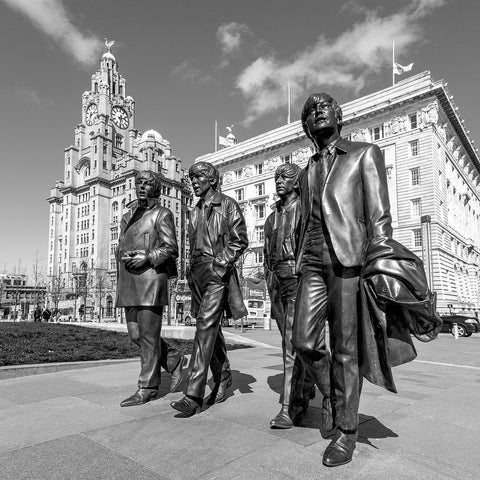 The Beatles at the Liver Building - Black and White