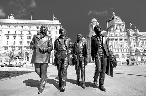 The Beatles at the Pier Head - Black and White