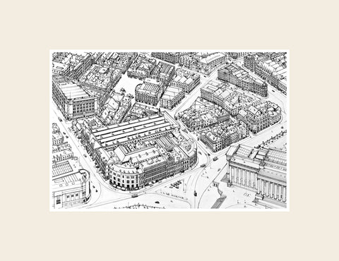 St John's Market 1935 Black & White - Fridge Magnet
