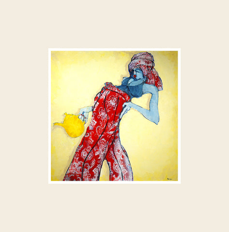 Girl With a Yellow Top - Fridge Magnet